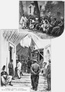 Algériens - Tunisiens - Exotiques.Une rue du vieil Alger.- Le coin des papotages.1900年博 エキゾティックなアルジェリアとチュニジアの人々 －アルジェの古い街角 － おしゃべり