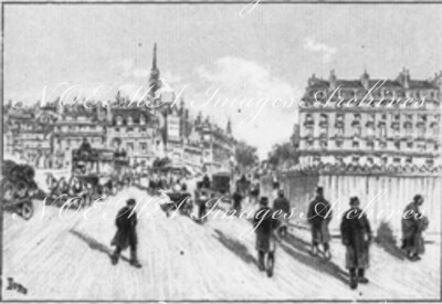 Les travaux de Paris.La rue du Bac et le Pont-Royal.1900年博 パリの工事 バック通りとロワイヤル橋