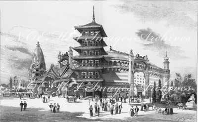 Le Panorama du tour du monde.(Facade principale.) 1900年博 世界一周のパノラマ（正面ファサード）