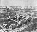 Les installations mécaniques.- 2.Construction des carneaux de fumée.1900年博 建築機械の設置 － 2.煙突の煙道の建設