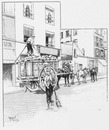 Les embarras de Paris.- Transport de la meuliere provenant de la prison de Mazas.1900年博 パリの迷惑物 － マザス牢獄からの珪質岩の運搬