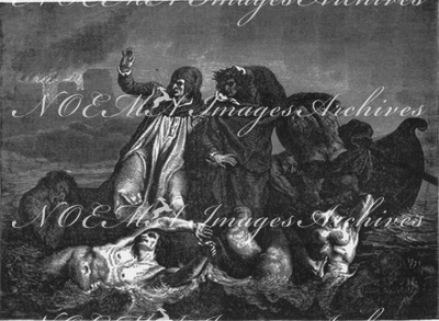 "La peinture française pendant le cours du siècle.- La barque du Dante, tableau d'Eugène Delacroix." 1900年博 19世紀のフランス絵画 － ウジェーヌ・ドラクロワ作のダンテの小船