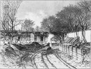 Au Cours-la-Reine.- Le débouche du tunnel dans les chantiers des Champs-Elysées.1900年博 クール・ラ・レーヌにて － シャン＝ゼリゼの工事現場のトンネル出口