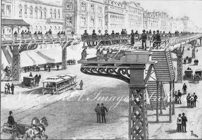 "Les trottoirs mobiles.- Projet de construction d'un metropolitain à trottoirs mobiles, à Chicago." 1900年博 動く歩道 － シカゴの市営歩道建築プラン