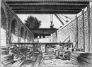 Déviation des lignes de tramways.- 2.Le nouveau passage couvert derrière la pile du pont Aléxandre.1900年博 路面電車の迂回 － 2.アレクサンドル橋の支柱後方に新しく作られた線路