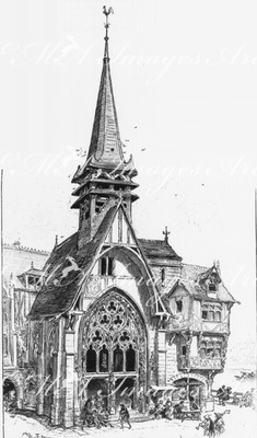 Le Vieux Paris à l'Exposition de 1900.- Eglise Saint-Julien-des-Ménétriers.1900年博 1900年博覧会の「古いパリ」 － 音楽聖人ジュリアン教会