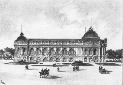 Projet définitif du Petit Palais des Champs-Elysées.- Facade latérale.1900年博 シャン＝ゼリゼのプチ・パレ最終プラン －側面ファサード