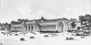 "Projet définitif du Grand Palais des Champs-Elysées.- Vue perspective de la facade principale, d'après les documents officiels." 1900年博 シャン＝ゼリゼのグラン・パレの最終プラン － 公式資料による正面ファサードの眺望