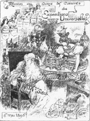 Les fêtes de l'Exposition.- Illustration d'un programme du concert donne le 6 mai 1896 par la réunion des jurys et comites.1900年博 博覧会の催し物 － 1896年5月6日、審査員と協議会が主催したコンサートのプログラムのイラスト