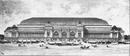 Premiers concours: Les palais des Champs-Elysées.- Facade principale du Grand Palais; projet de M.Tropey-Bailly (5e prime).1900年博 最初のコンペティション： シャン＝ゼリゼ会場の展示場 － 正面ファサード；トロペ＝バイイー氏によるプロジェクト（5席）