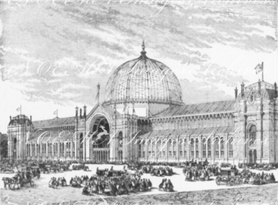 "Historique des expositions universelles.- Facade du Palais de Kensington (Londres, 1862)." 1900年博 博覧会の歴史 － ケンジントン宮殿のファサード（ロンドン、1862年）