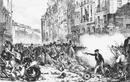 "La vie et les moeurs pendant le siècle.- Combat de la rue Saint-Antoine, le 28 juillet 1830." 1900年博 19世紀の生活と風俗 － 1830年7月28日、サン・アントワーヌ通りの闘い