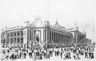 Le Grand Palais des beaux-arts.- Facade principale sur l'avenue Nicolas.1900年博 大工芸館 － ニコラ大通りに面した正面ファサード