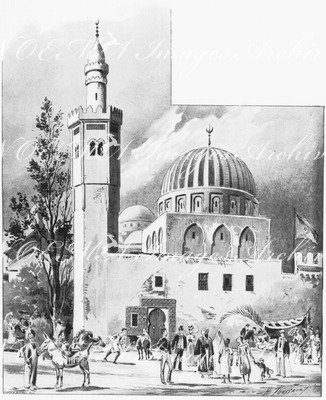 "L'Exposition tunisienne.- Angle sud-ouest: Mosquée de Sidi-Maklouf, au Kef." 1900年博 チュニジア館 － 南西の角： ケフにあるシディ・マクルフ寺院