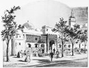 "L'Exposition tunisienne.- Le long de l'avenue montante (Maisons du Djerid, oasis de Tozeur)." 1900年博 チュニジア館 － 上り坂の大通りに沿って（トズールオアシスの中のジェリッドの家）