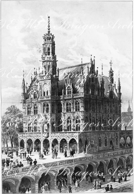 Palais royal de la Belgique.- Reconstitution de l'hôtel de ville d'Audenaerde.1900年博 ベルギー王国館 － オーデナエルド市庁舎の復元