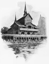 Le pavillon de la Norvège.Facade principale sur la Seine.1900年博 ノルウェー館 － セーヌ河に面した正面ファサード