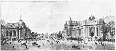 Les nouveaux Palais des Champs-Elysées.- L'avenue Nicolas II et la perspective des Invalides.1900年博 シャン＝ゼリゼ会場の新しい諸展示場 － ニコラ2世大通りと、遠くにアンヴァリッド会場を望む