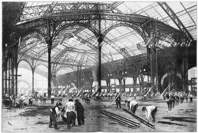 Galerie des machines.- Construction de la grande salle des fêtes.1900年博 機械館 － 大祝祭場の工事