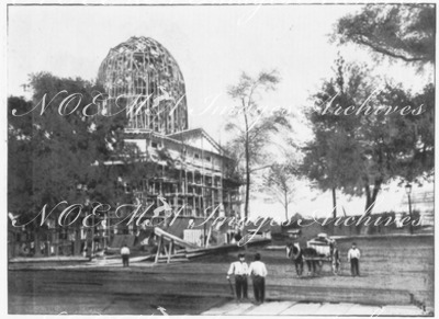 Au quai d'Orsay.- Construction du pavillon américain.1900年博 オルセー河岸 － アメリカ館の建設