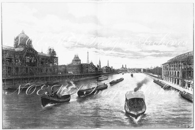 "Les pavillons étrangers sur la rive gauche de la Seine.- (Etat des constructions, octobre 1899.)" 1900年博 セーヌ左岸の各国展示場 － （1899年10月時点の工事進展状況）