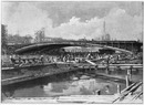 Le pont Aléxandre III.- Commencement de la pose des parties ornementées.1900年博 アレクサンドル3世橋 － 装飾物の取り付け開始