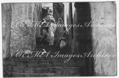 "Dans les vieux quartiers, autour de la Kasbah d'Alger." 1900年博 アルジェのカスバ付近の古い街角