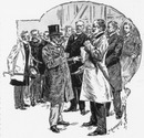 Les ouvriers acclamant le cortège officiel.1900年博 公式関係者の行列を歓迎する作業員たち