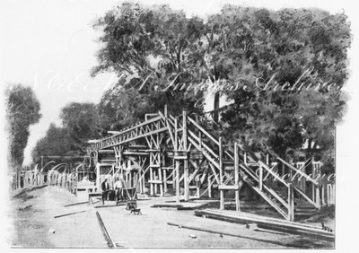 La plate-forme roulante.- Escalier d'accès sur le quai d'Orsay.1900年博 可動式プラットフォーム － オルセー河岸への入口階段