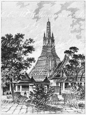 Le Cambodge.- La pagode du pied de Bouddha.1900年博 カンボジア館 － ブッダの足の寺院