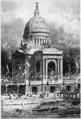 "Le pavillon national des Etats-Unis.- Facade sur la Seine, au quai d'Orsay." 1900年博 合衆国館 － セーヌ河に面したファサード オルセー河岸側