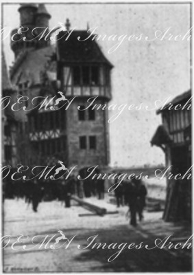 Les visiteurs du <<Vieux Paris>>.- La promenade des <<Ingénieurs civils>>.1900年博 「古いパリ」を訪れる人々 － 「民間エンジニアたち」の散歩