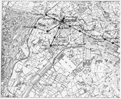 La métropolitain municipal.- Partie nord-ouest du trace.1900年博 パリ市地下鉄 － 北西部分の路線