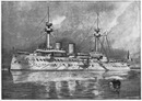 "La marine de guerre.- Le <<Jauréguiberry>>, cuirassé d'escadre.- 11824 tx." "1900年博 戦艦 － 戦艦「ジョレギベリー」 － （11,824トン）"