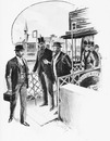 "MM.Rodin, Brisson, et Druet, à la descente du bateau-omnibus." 1900年博 乗合船から降りるロダン、ブリッソン、ドルーエの各氏