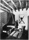 La ferme Boer au Trocadéro.- Chambre à coucher.1900年博 トロカデロ会場にあるボーア（オランダ系南アフリカ人）の農家 － 寝室