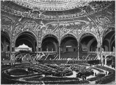 La Salle des Fêtes.- Concours d'horticulture et concours d'escrime.1900年博 祝祭場 － 園芸コンクールと、フェンシングコンクール
