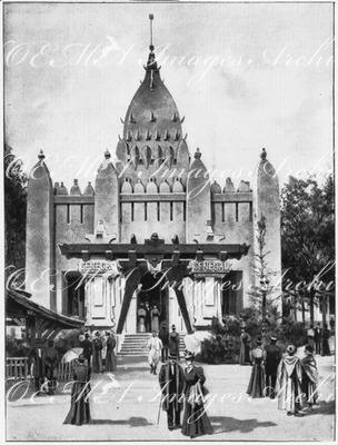 Sénégal et Soudan.- Entrée principale (Parc du Trocadéro).1900年博 セネガルとスーダン館 －正面入口（トロカデロ会場）