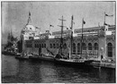 "Au mouillage, devant le Palais des Armées de Terre et de Mer." 1900年博 陸海軍館前の停泊