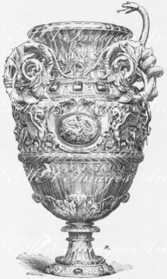 "Vase en argent repoussé, orné de pierres precieuses, exécuté par M. Froment-Meurice." 貴石で装飾された打ち出し細工の銀の壷 フロマン=ムリス社製