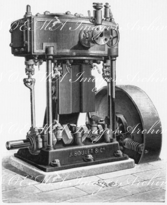 "Les machines à vapeur : Fig. 5. - Machine compound, verticale, de M. Boulet." 蒸気機関 図5. ブレ式垂直複合機関
