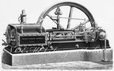"Les machines à vapeur : Fig. 4. - Machine compound, horizontale, de M. J. Boulet." 蒸気機関 図4. J・ブレ式水平複合機関