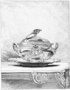 Exposition rétrospective - Soupière Louis XVI en argent appartenant à Mme Boin. 回顧展 ボワン夫人所蔵のルイ16世様式の銀製スープ鉢