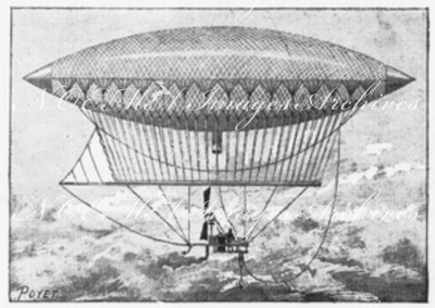 Le pavillon de l'aéronautique militaire : Fig. 1. - Ballon dirigeable à vapeur de Henry Giffard (1852). 軍事航空学館 図1. アンリ・ジファールの蒸気飛行船(1852年)