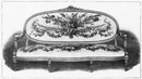 "Canape style Louis XVI, couvert en tapisserie, exposé par la Manufacture nationale de Beauvais." ボーヴェ官立工場出展の綴れ織りの長椅子ルイ16世様式