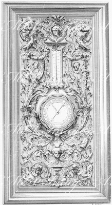 "Baromètre en bois sculpté, exposé par M. Lemoine." ルモワンヌ社出展の木彫りの気圧計