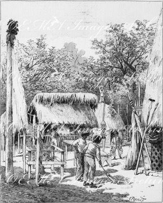 Le Village Canaque à l'Esplanade des Invalides. アンヴァリッド会場につくられたカナカ族の村