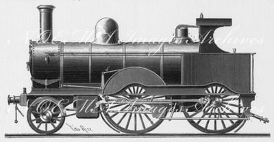 Les locomotives compound : Fig. 1. - Locomotive compound Webb (élévation longitudinale). 複式蒸気機関車 図1. ウェッブ式複式蒸気機関車（縦断立面図）