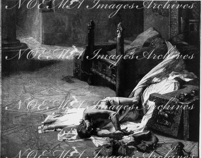 "Beaux-Arts. - La Mort de Guillaume le Conquerant, tableau de M. Albert Maignan." 芸術部門 「ウィリアム1世征服王の死」、アルベール・メニャン画