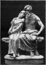 "Beaux-Arts. - Œdipe à Colone, groupe en marbre de M. Hugues." 芸術部門 「コロノスのオイディプス」、ユーグ作大理石彫刻